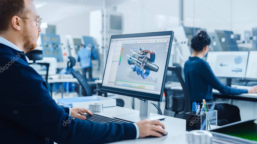 3D-CAD-Modell eines frühen Produktentwurfs auf einem Bildschirm