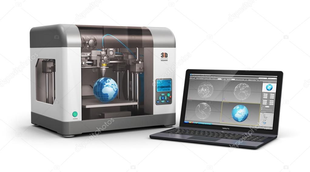 Softwareoberfläche neben einem laufenden 3D-Drucker