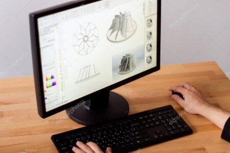 Skizzen und digitale 3D-Modelle eines neuen Produktkonzepts auf einem Schreibtisch